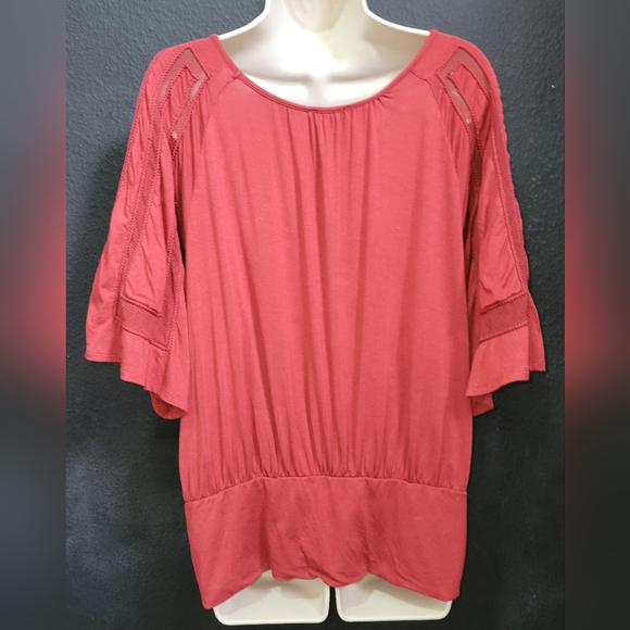 ANTHROPOLOGIE Postmark Size Medium Burnt Red Rust Women's Blouse Shirt Top - Picture 4 of 6